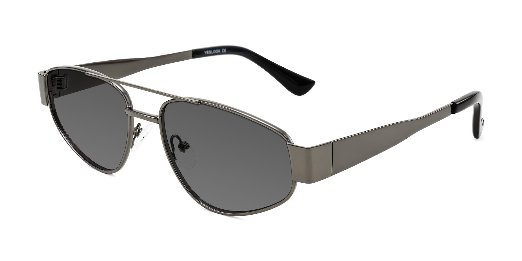 Angle of Runoz in Gunmetal with Medium Gray Tinted Lenses