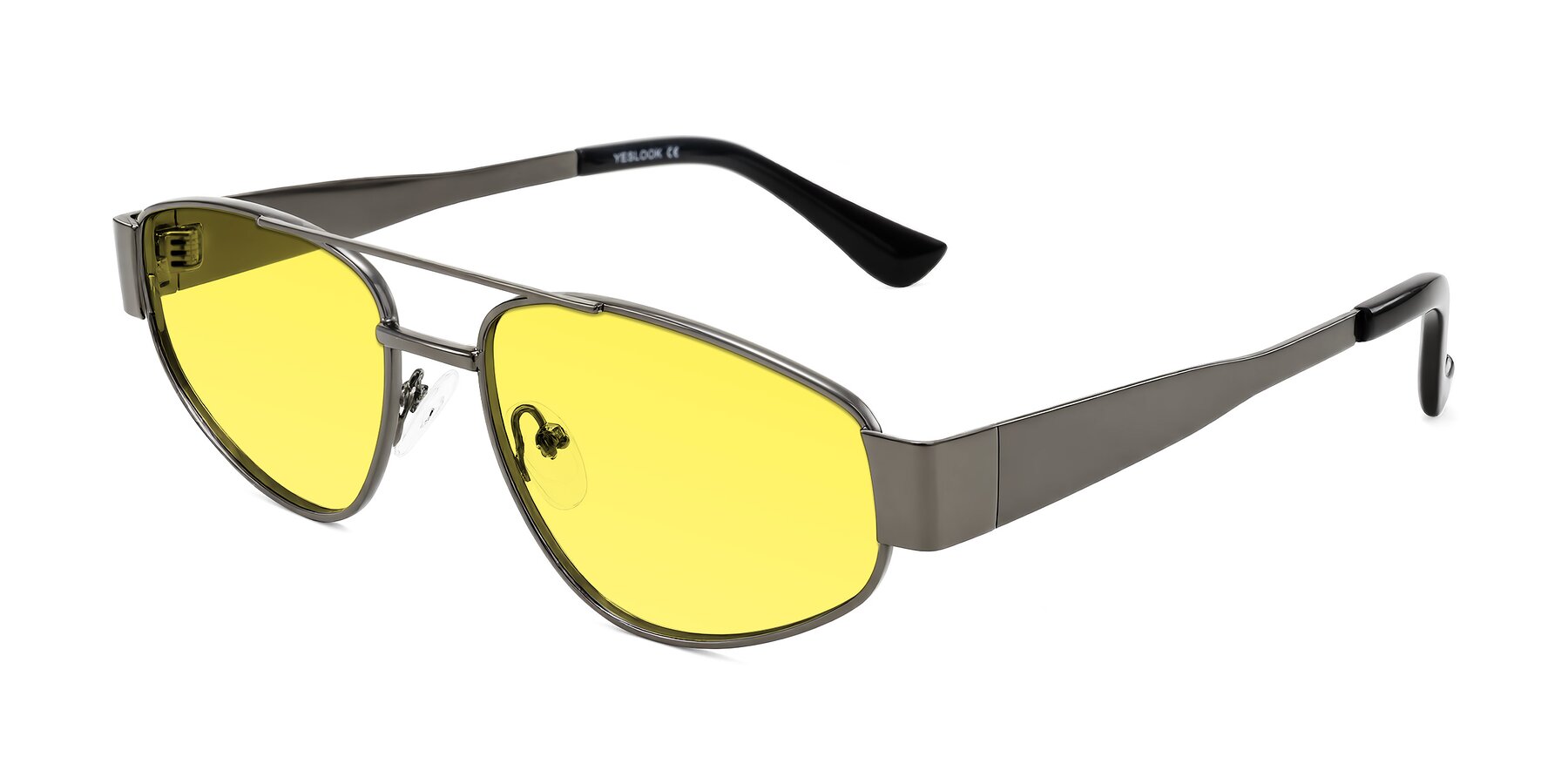 Angle of Runoz in Gunmetal with Medium Yellow Tinted Lenses