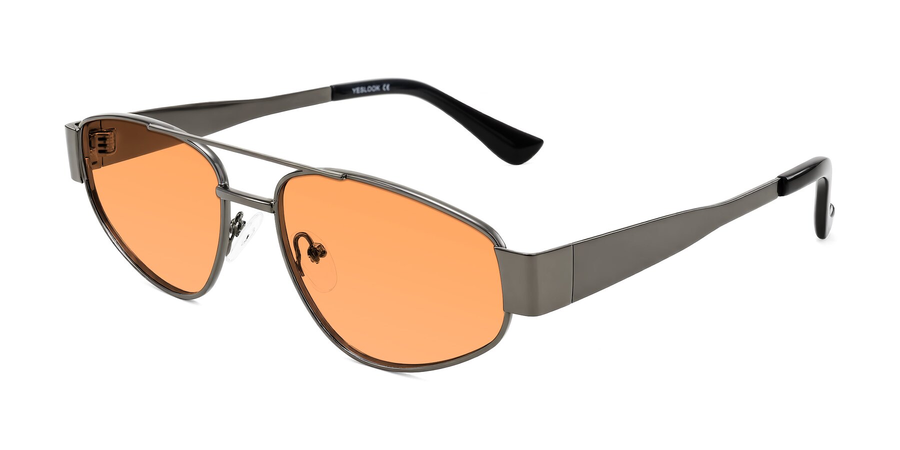 Angle of Runoz in Gunmetal with Medium Orange Tinted Lenses