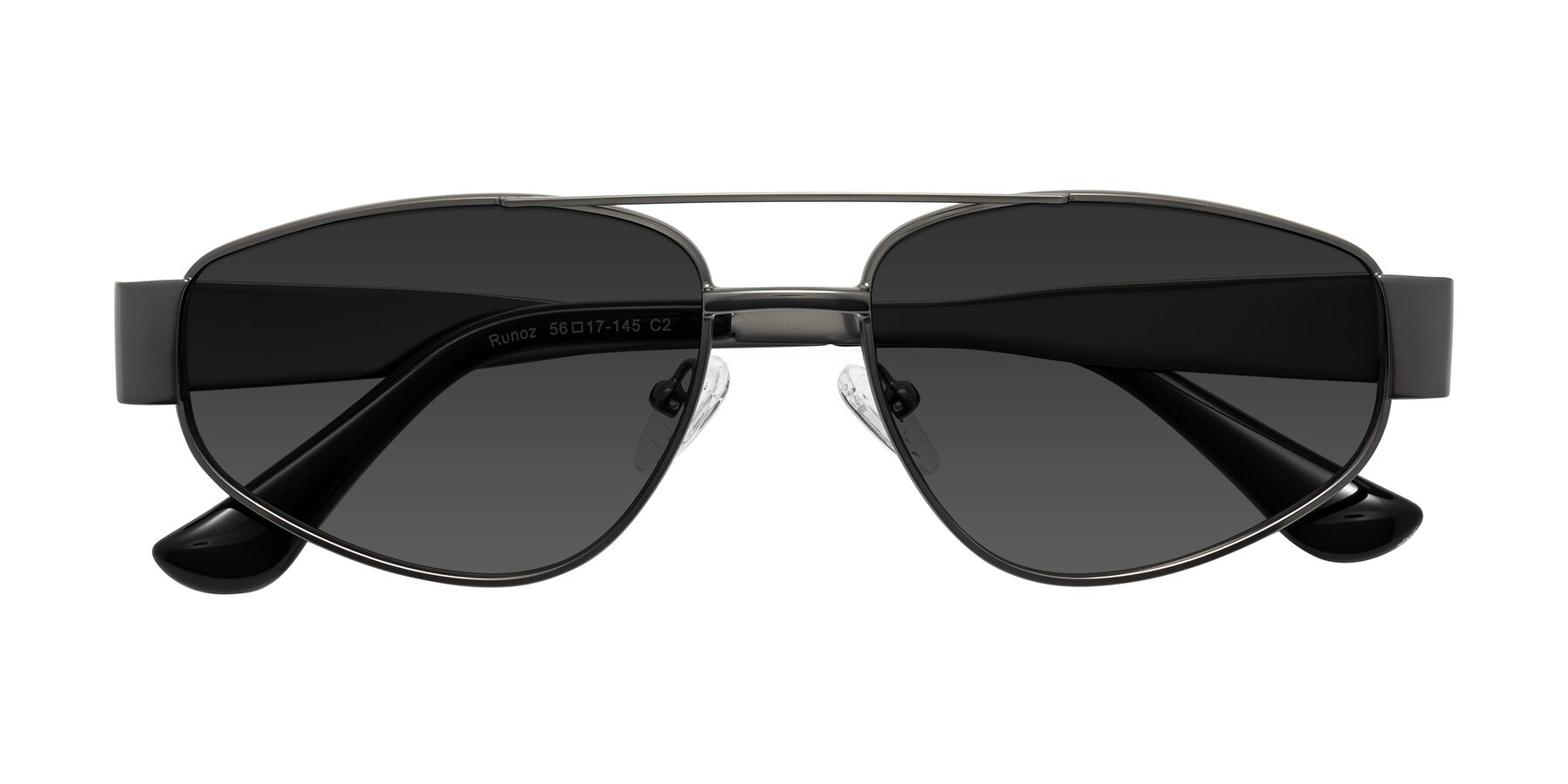 Folded Front of Runoz in Gunmetal with Gray Tinted Lenses