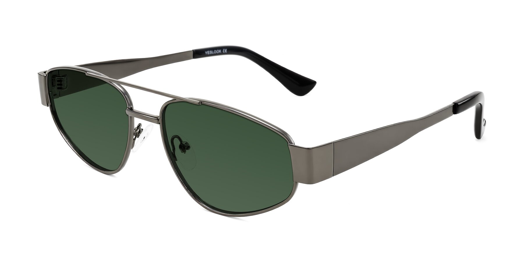 Angle of Runoz in Gunmetal with Green Tinted Lenses