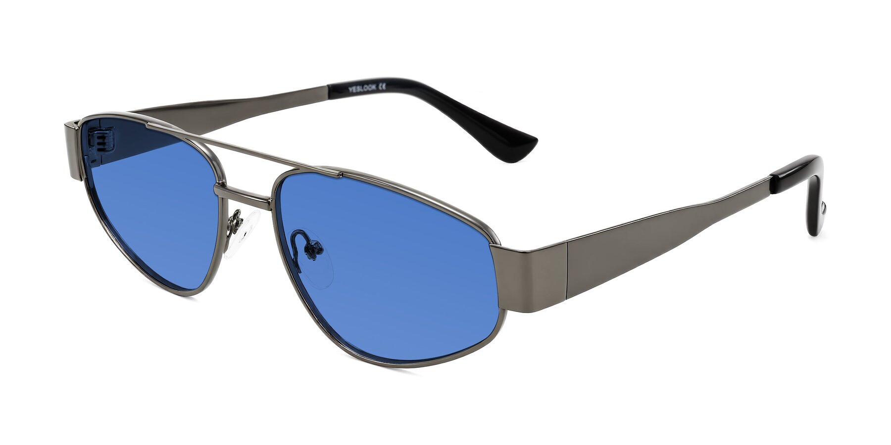 Angle of Runoz in Gunmetal with Blue Tinted Lenses