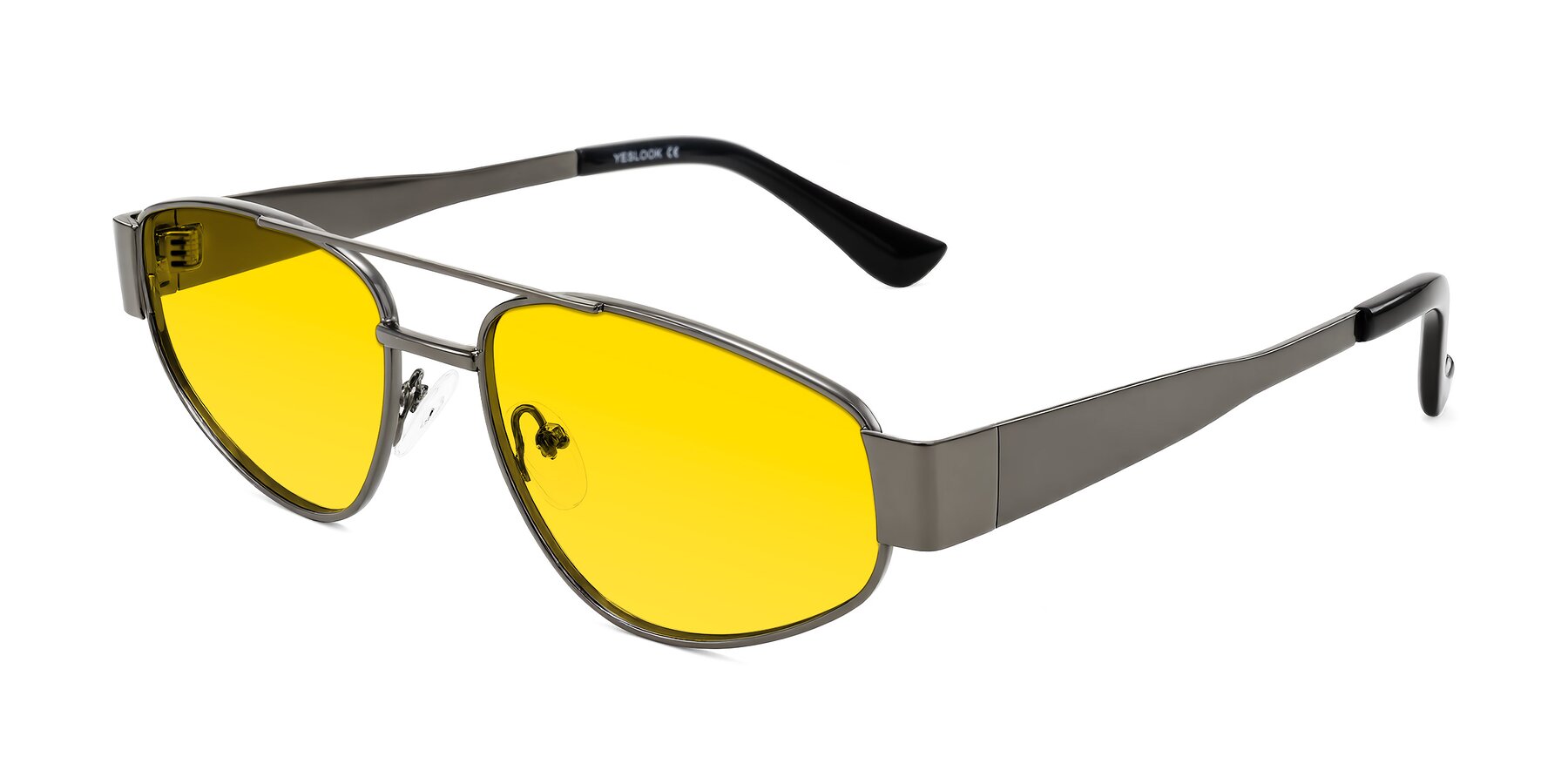 Angle of Runoz in Gunmetal with Yellow Tinted Lenses
