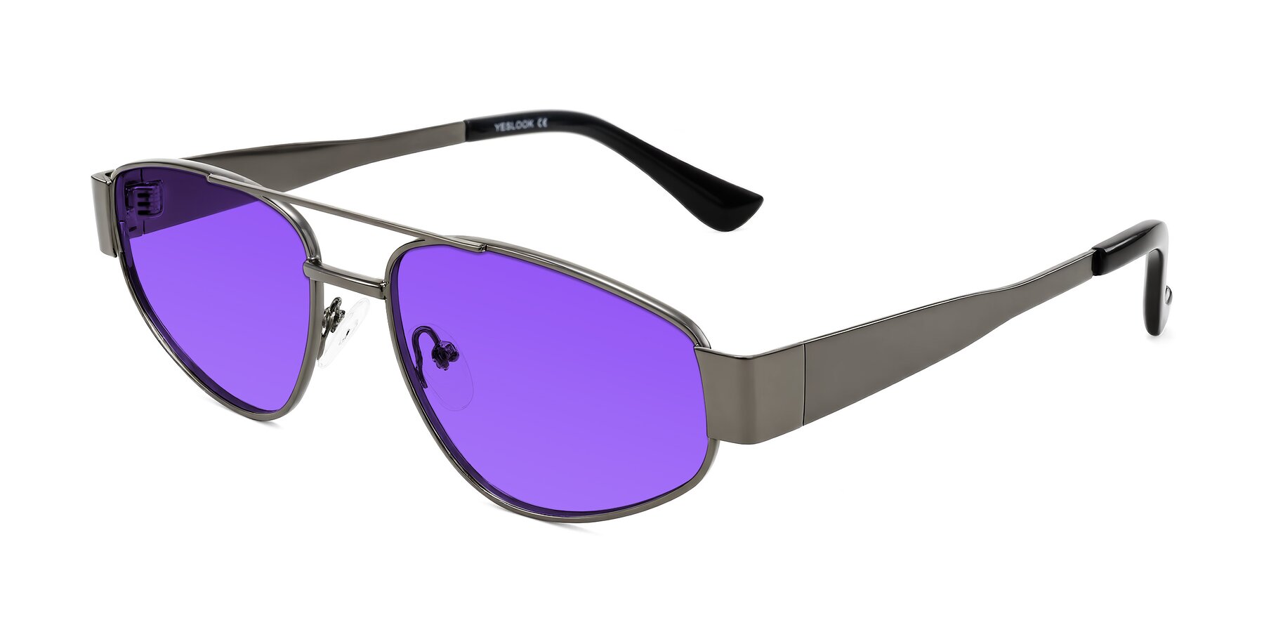 Angle of Runoz in Gunmetal with Purple Tinted Lenses