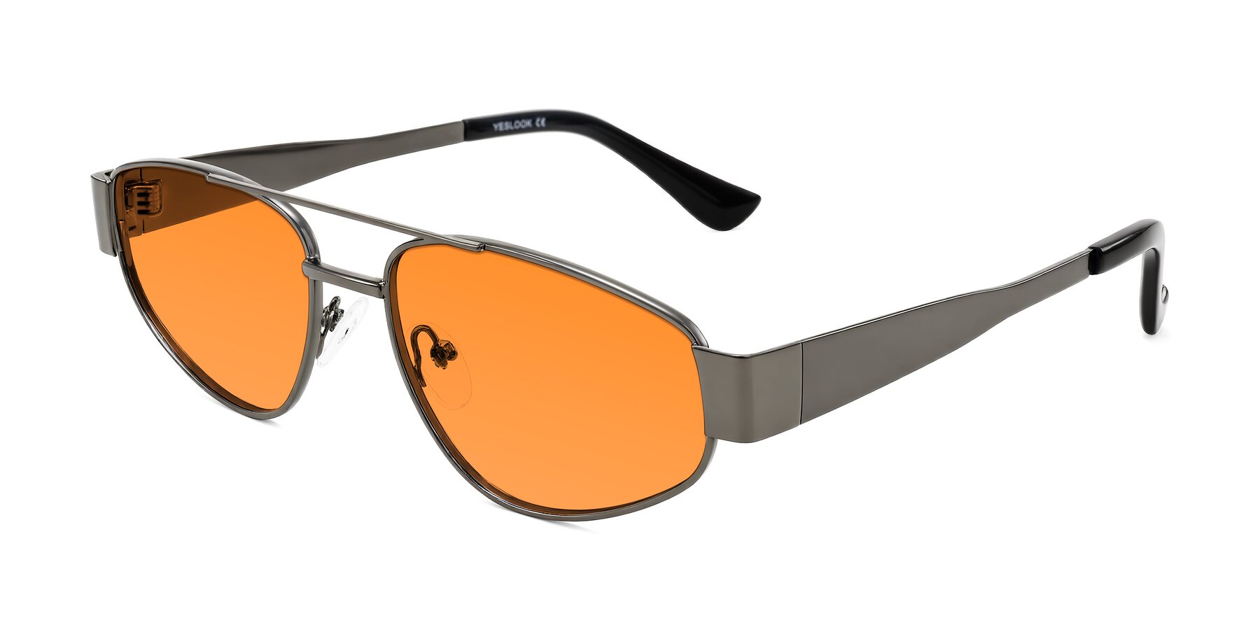 Angle of Runoz in Gunmetal with Orange Tinted Lenses