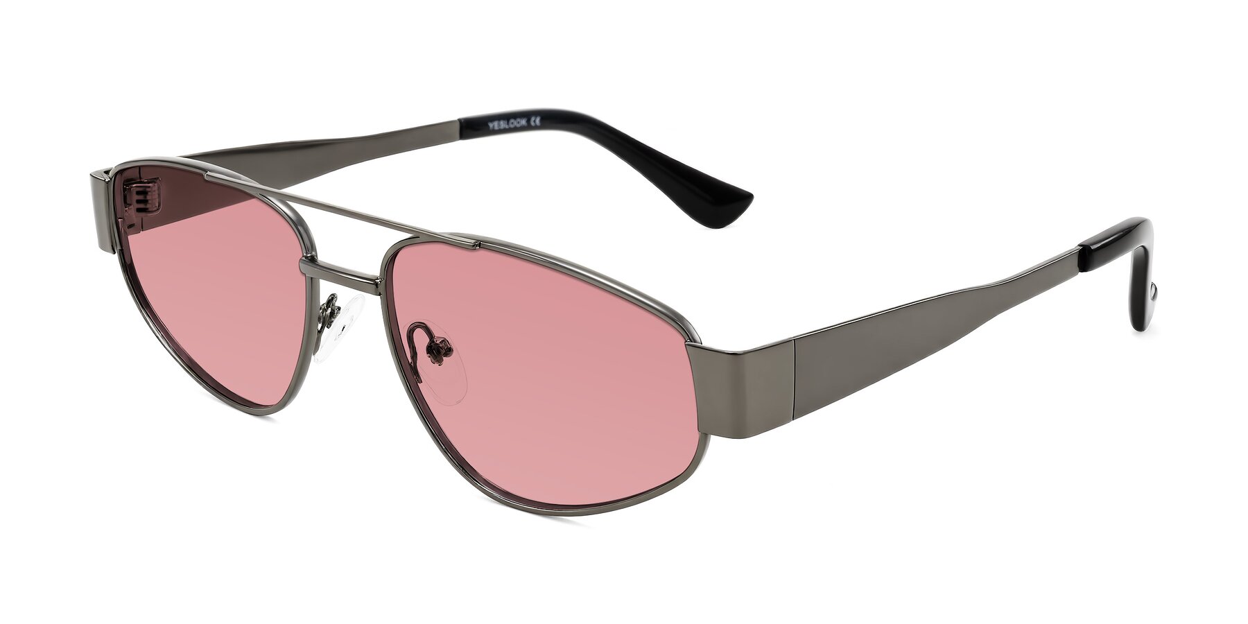 Angle of Runoz in Gunmetal with Medium Garnet Tinted Lenses