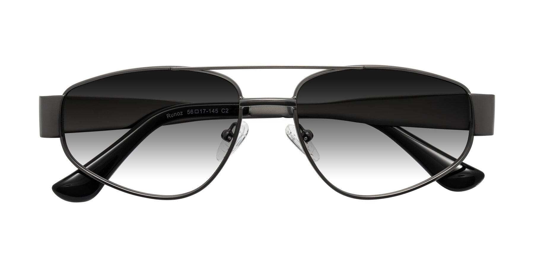 Folded Front of Runoz in Gunmetal with Gray Gradient Lenses