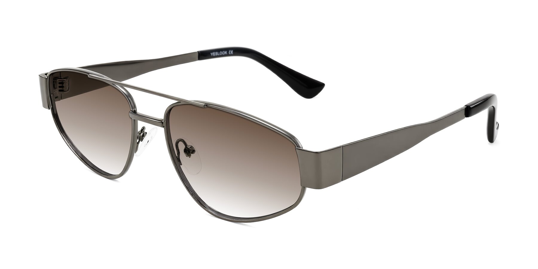 Angle of Runoz in Gunmetal with Brown Gradient Lenses