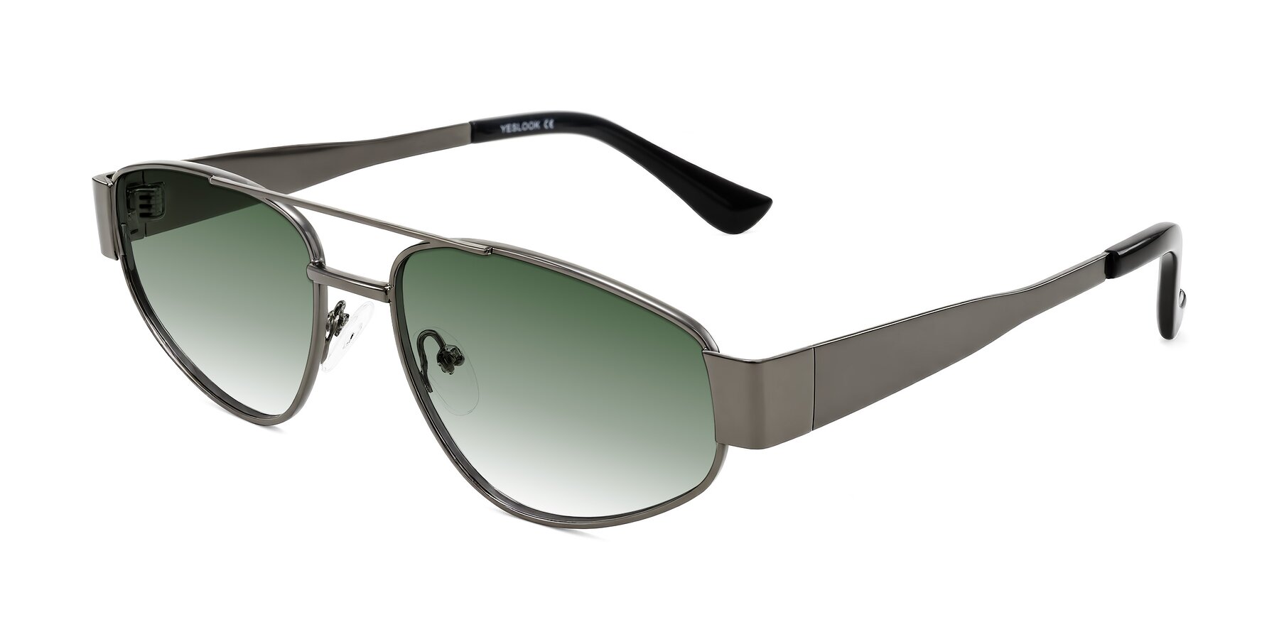 Angle of Runoz in Gunmetal with Green Gradient Lenses