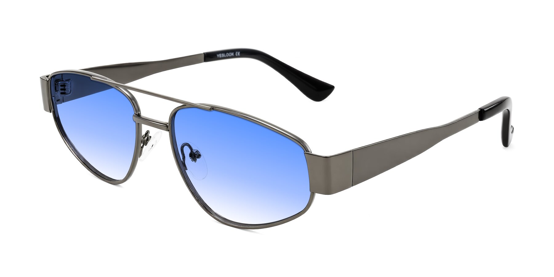 Angle of Runoz in Gunmetal with Blue Gradient Lenses
