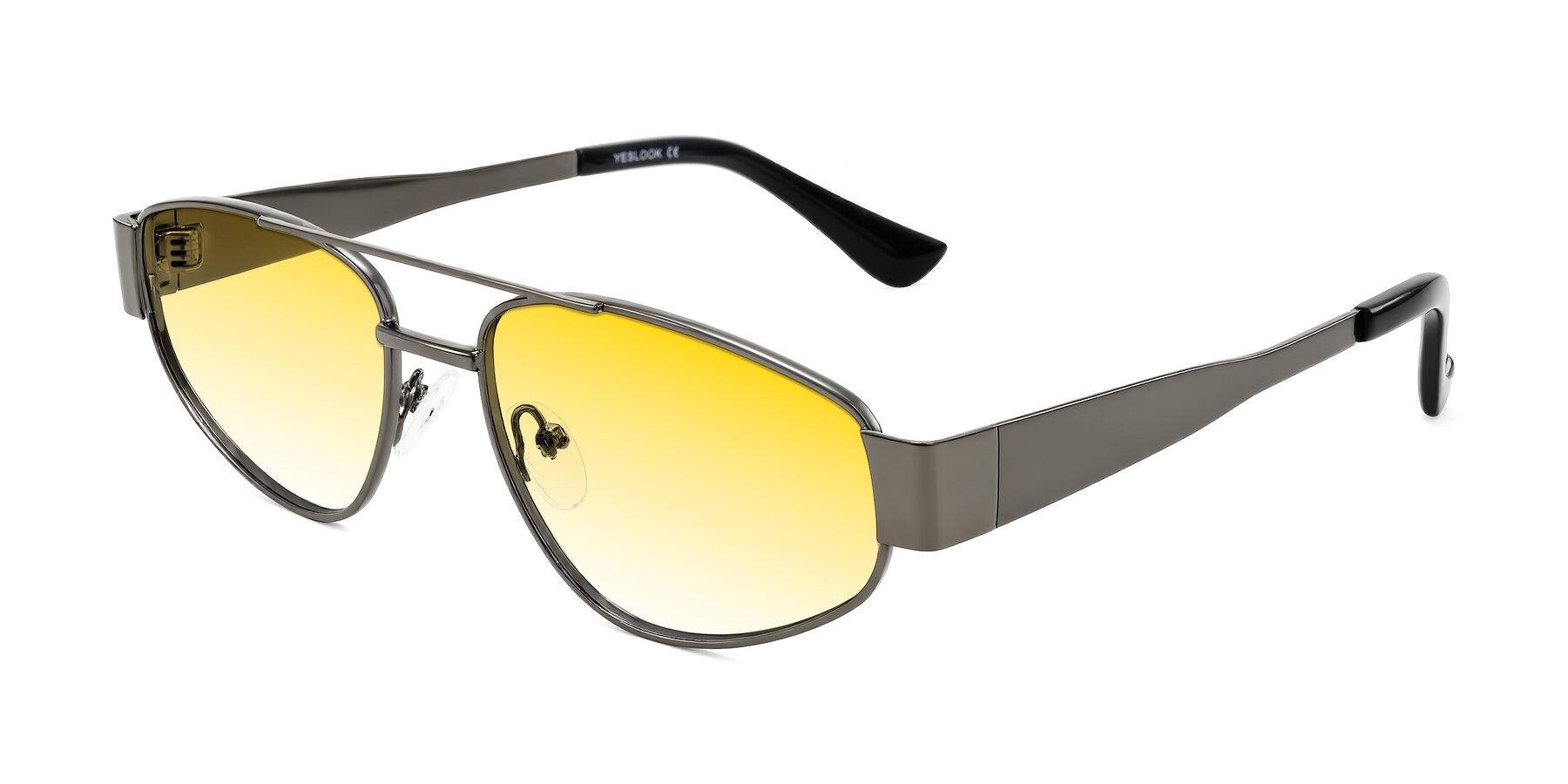 Angle of Runoz in Gunmetal with Yellow Gradient Lenses