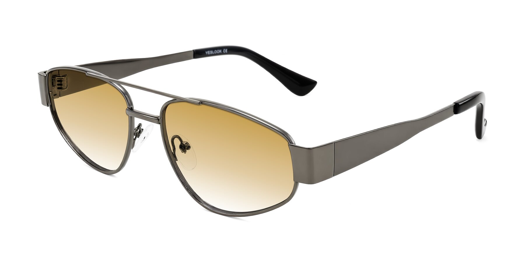 Angle of Runoz in Gunmetal with Champagne Gradient Lenses