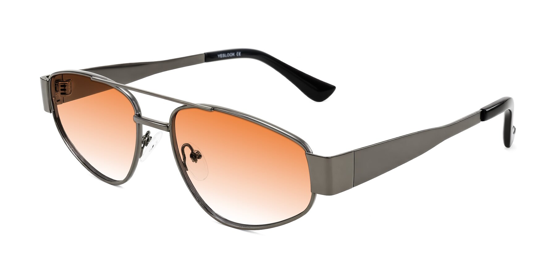 Angle of Runoz in Gunmetal with Orange Gradient Lenses
