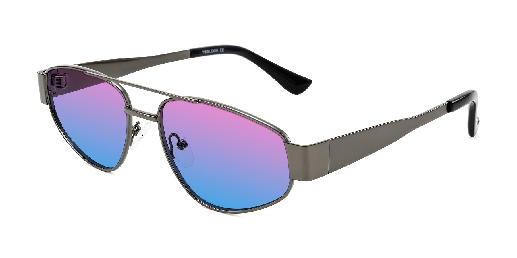 Angle of Runoz in Gunmetal with Pink / Blue Gradient Lenses