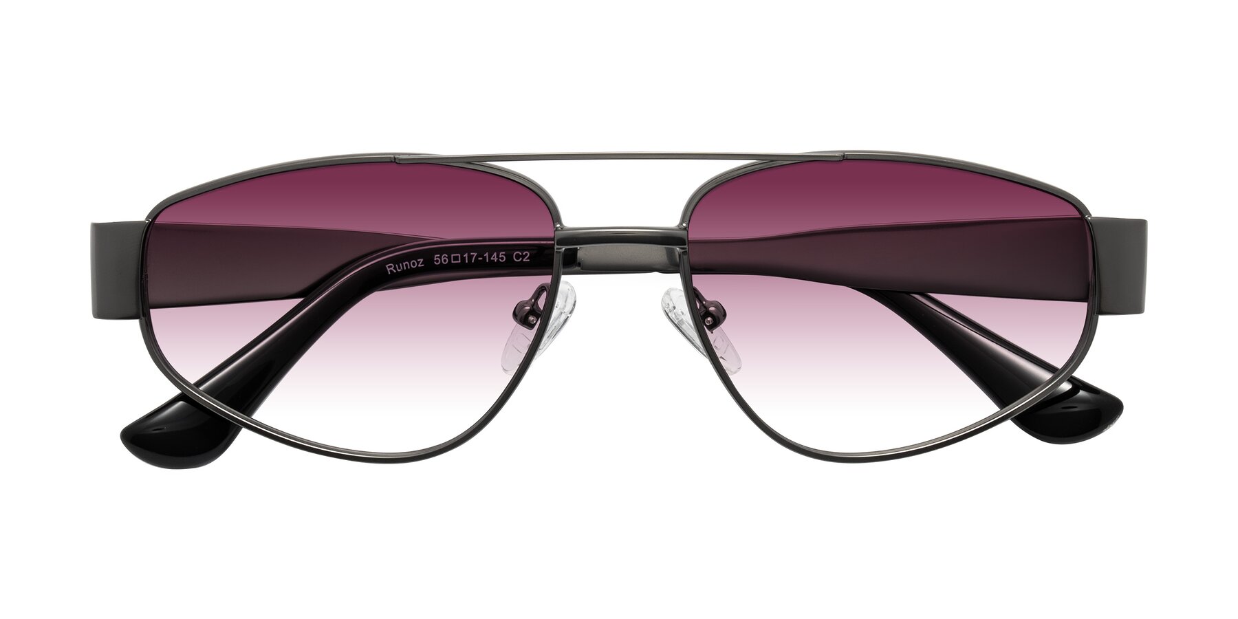 Folded Front of Runoz in Gunmetal with Wine Gradient Lenses