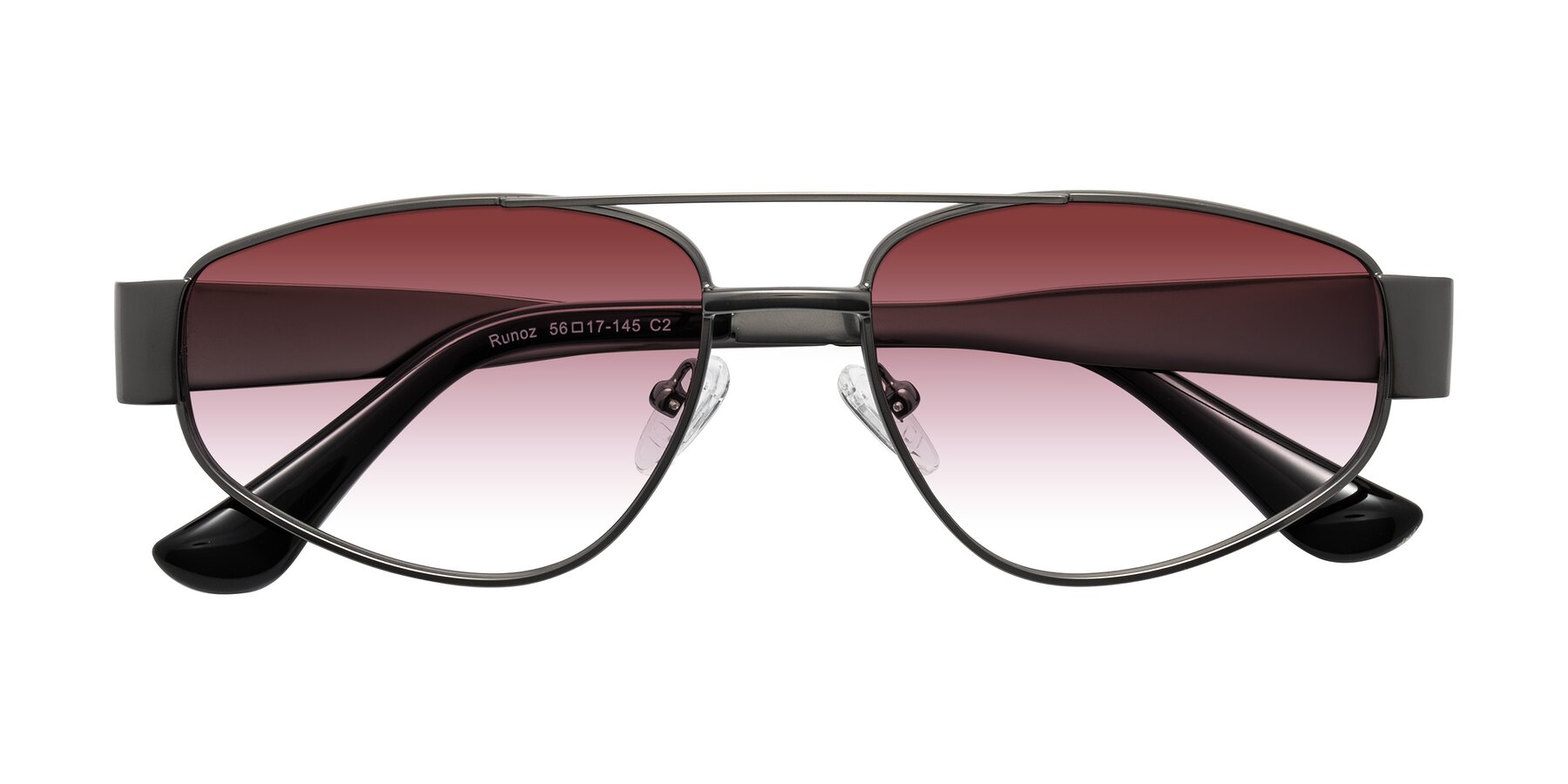 Folded Front of Runoz in Gunmetal with Garnet Gradient Lenses