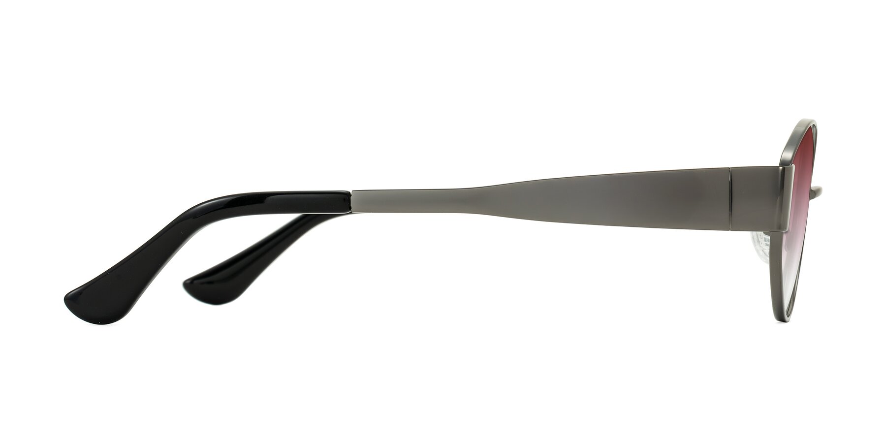 Side of Runoz in Gunmetal with Garnet Gradient Lenses