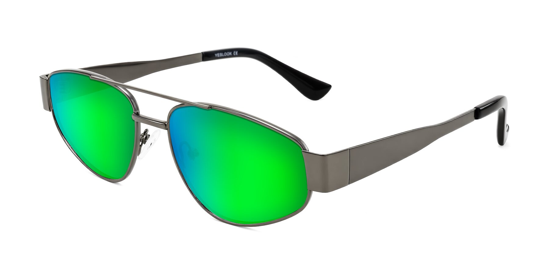 Angle of Runoz in Gunmetal with Green Mirrored Lenses