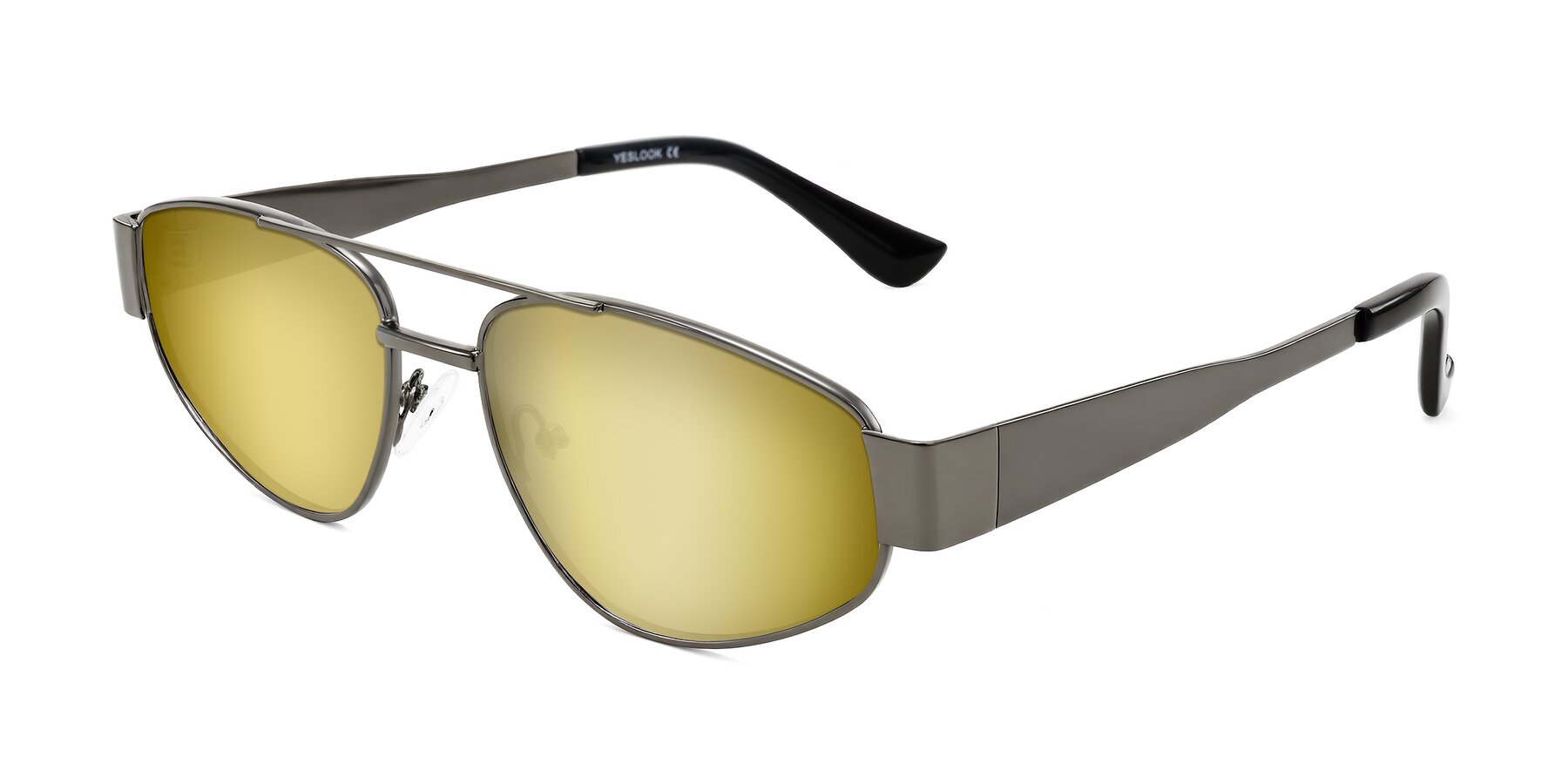 Angle of Runoz in Gunmetal with Gold Mirrored Lenses