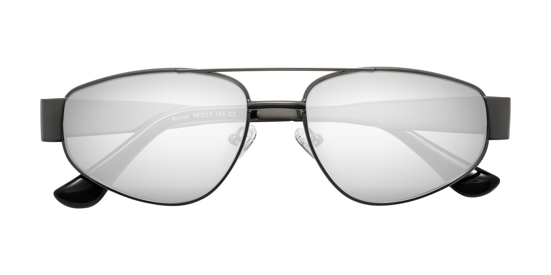 Folded Front of Runoz in Gunmetal with Silver Mirrored Lenses