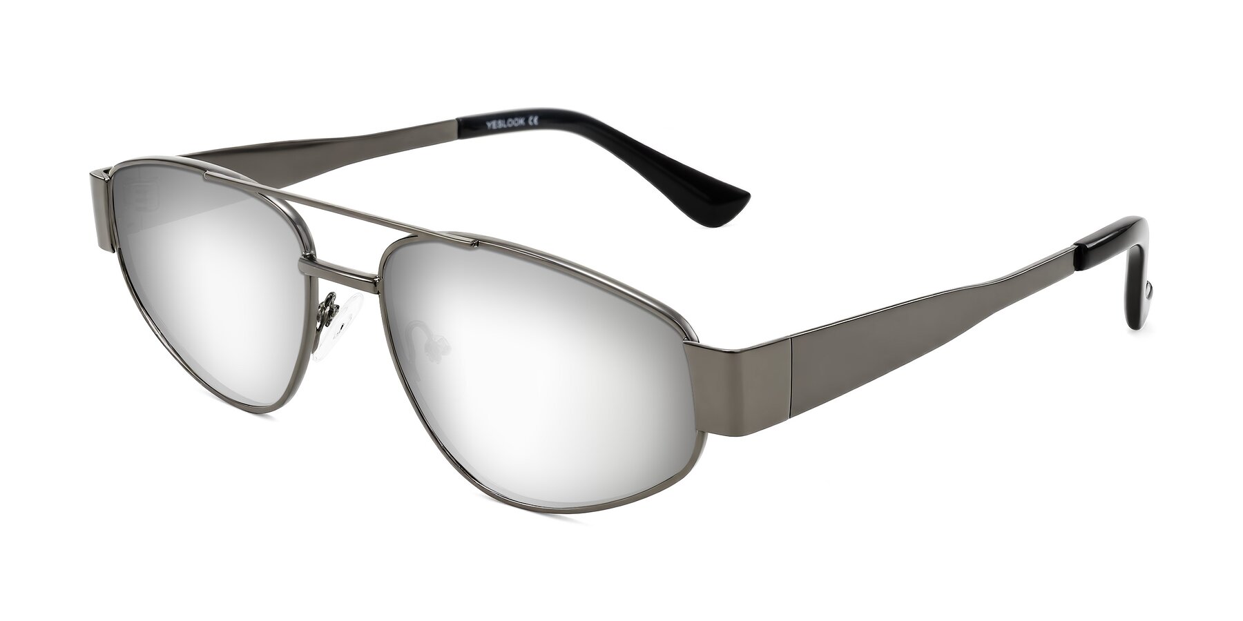 Angle of Runoz in Gunmetal with Silver Mirrored Lenses