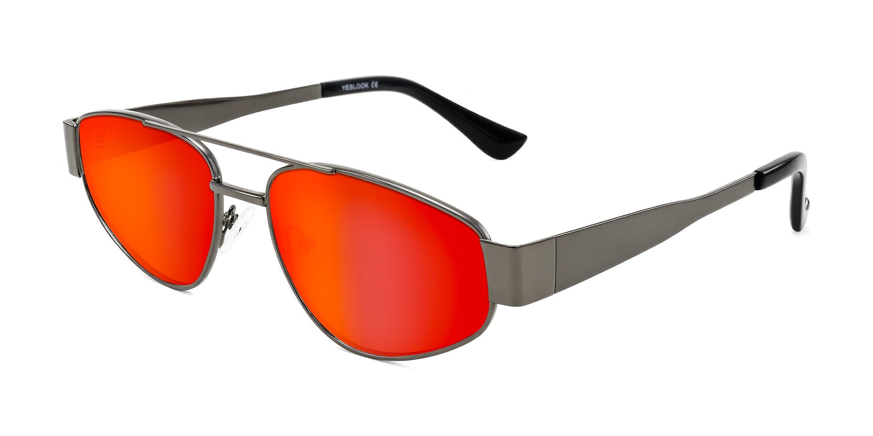 Angle of Runoz in Gunmetal with Red Gold Mirrored Lenses