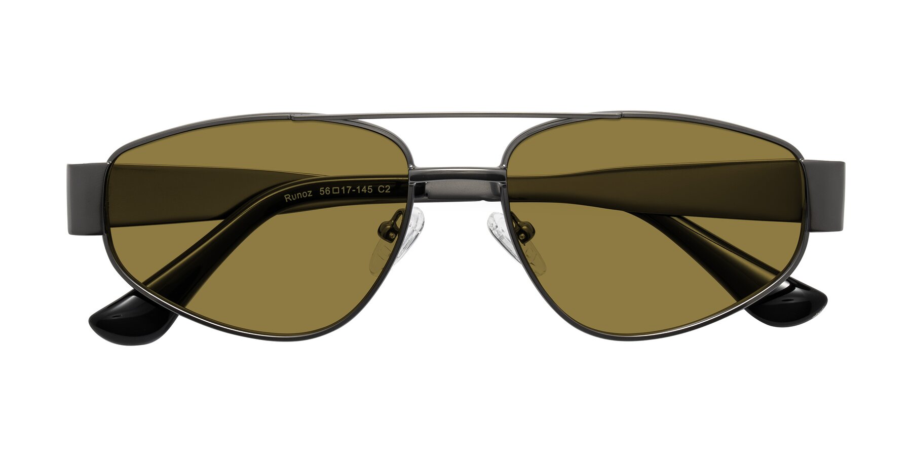 Folded Front of Runoz in Gunmetal with Brown Polarized Lenses