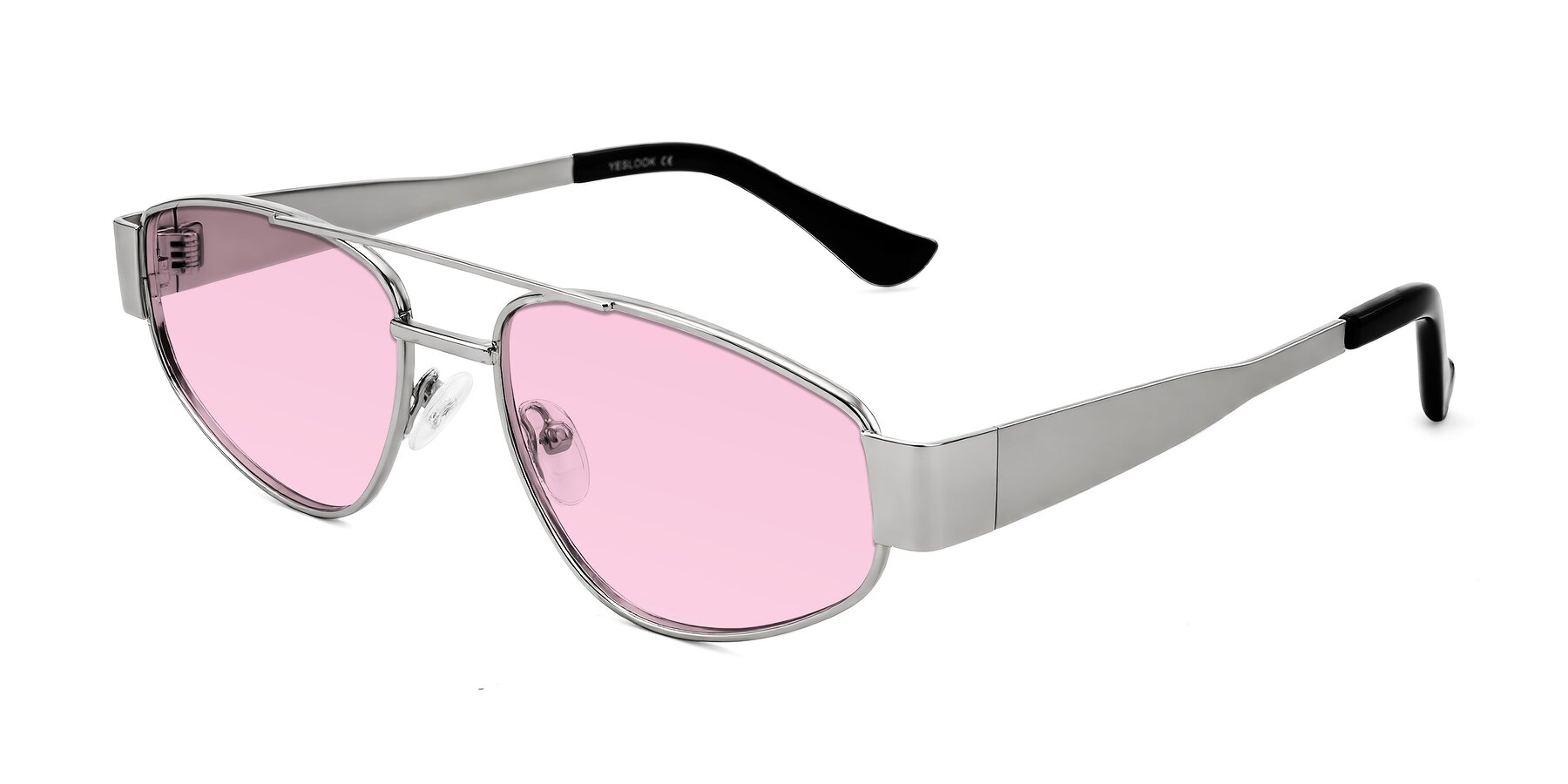 Angle of Runoz in Silver with Light Pink Tinted Lenses