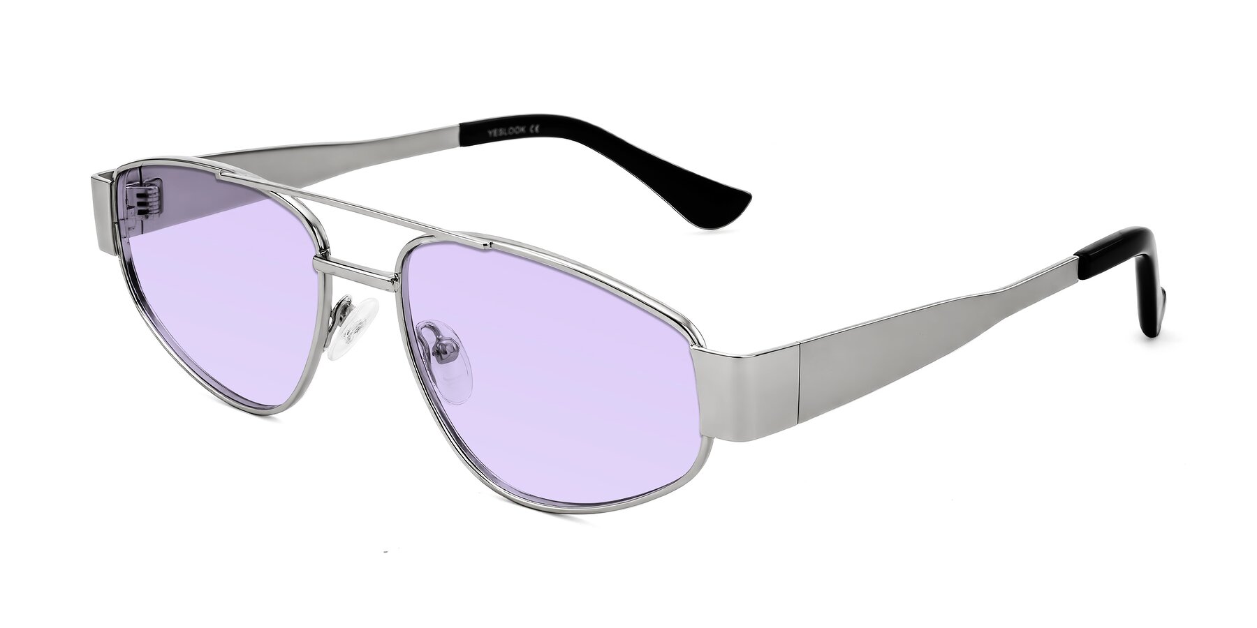 Angle of Runoz in Silver with Light Purple Tinted Lenses