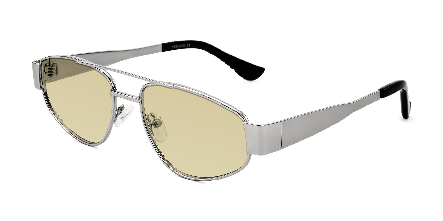 Angle of Runoz in Silver with Light Champagne Tinted Lenses