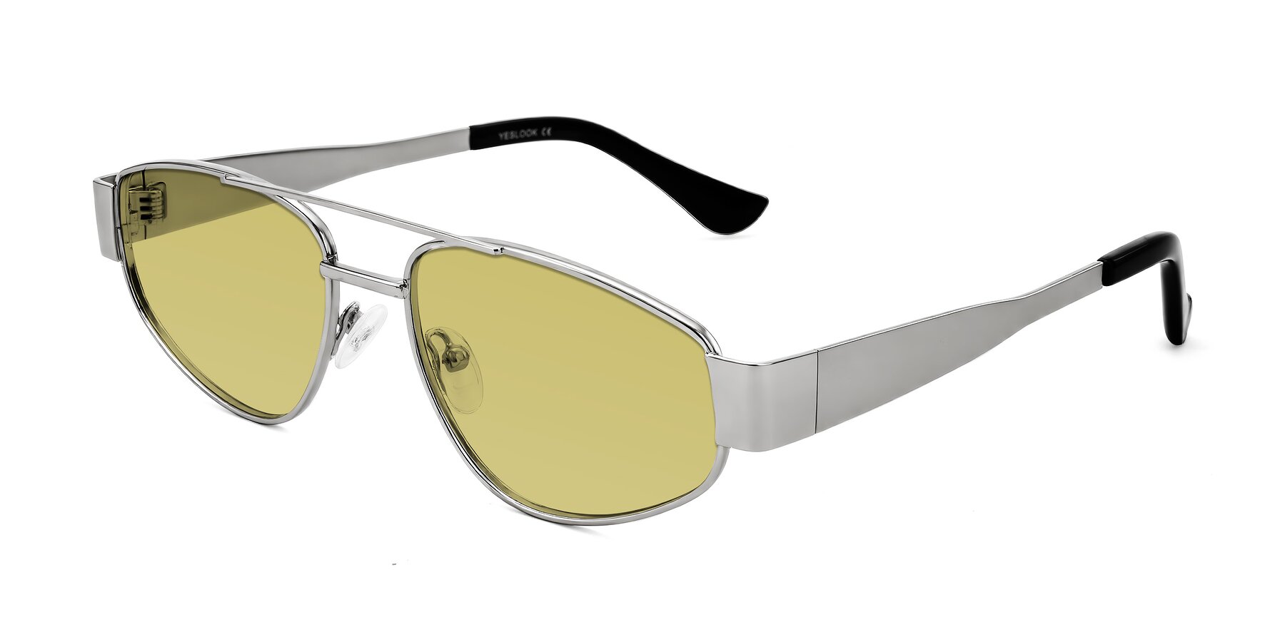Angle of Runoz in Silver with Medium Champagne Tinted Lenses