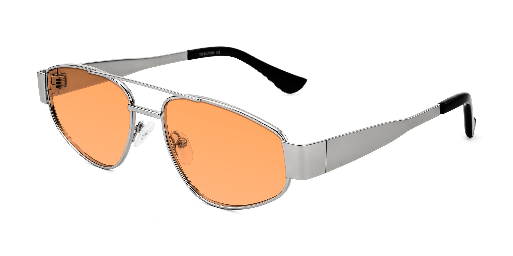 Angle of Runoz in Silver with Medium Orange Tinted Lenses