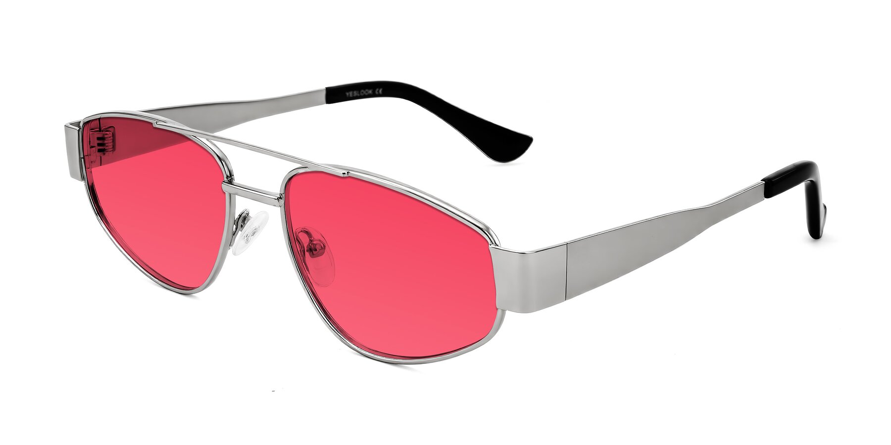 Angle of Runoz in Silver with Red Tinted Lenses