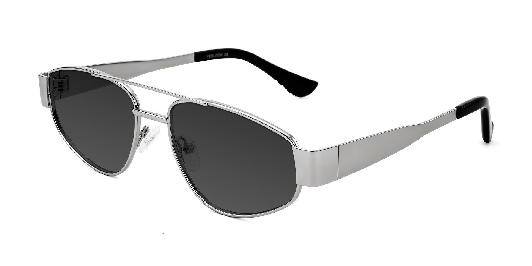 Angle of Runoz in Silver with Gray Tinted Lenses