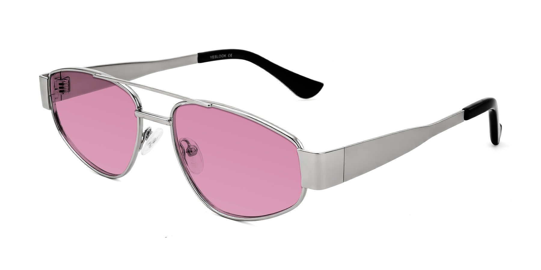 Angle of Runoz in Silver with Medium Wine Tinted Lenses