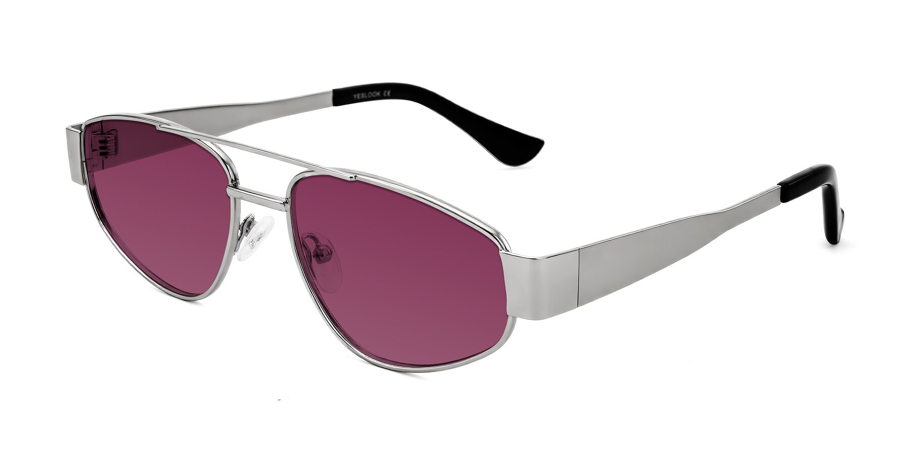 Angle of Runoz in Silver with Wine Tinted Lenses