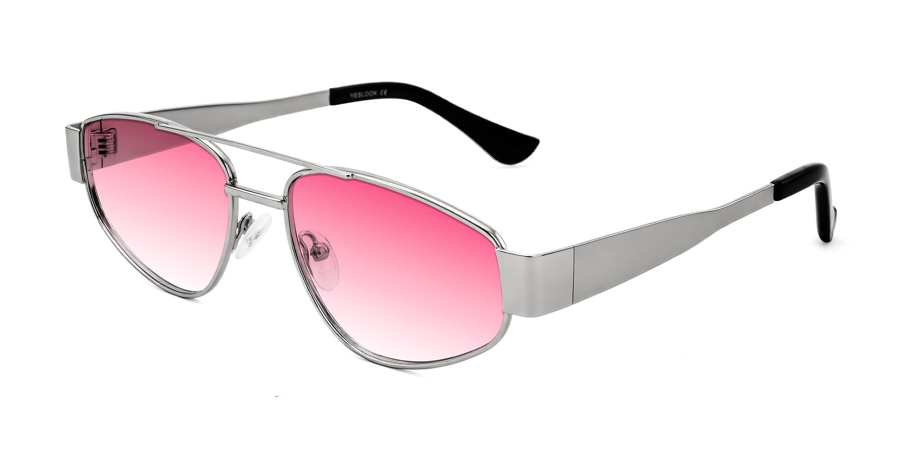 Angle of Runoz in Silver with Pink Gradient Lenses