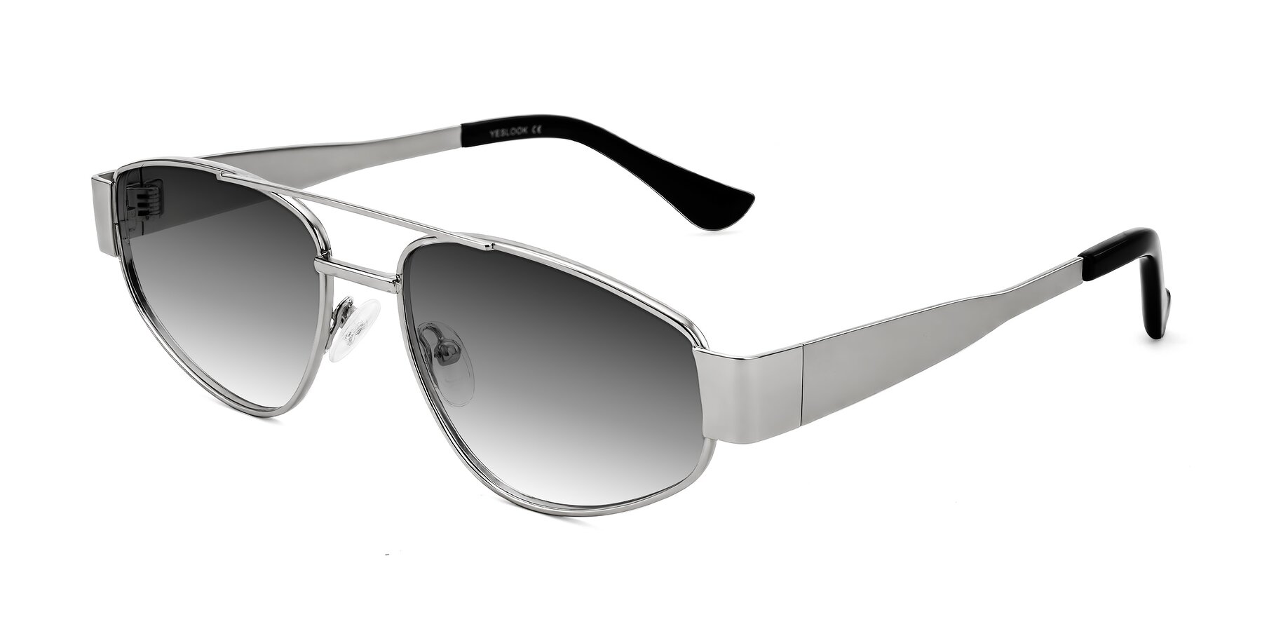 Angle of Runoz in Silver with Gray Gradient Lenses