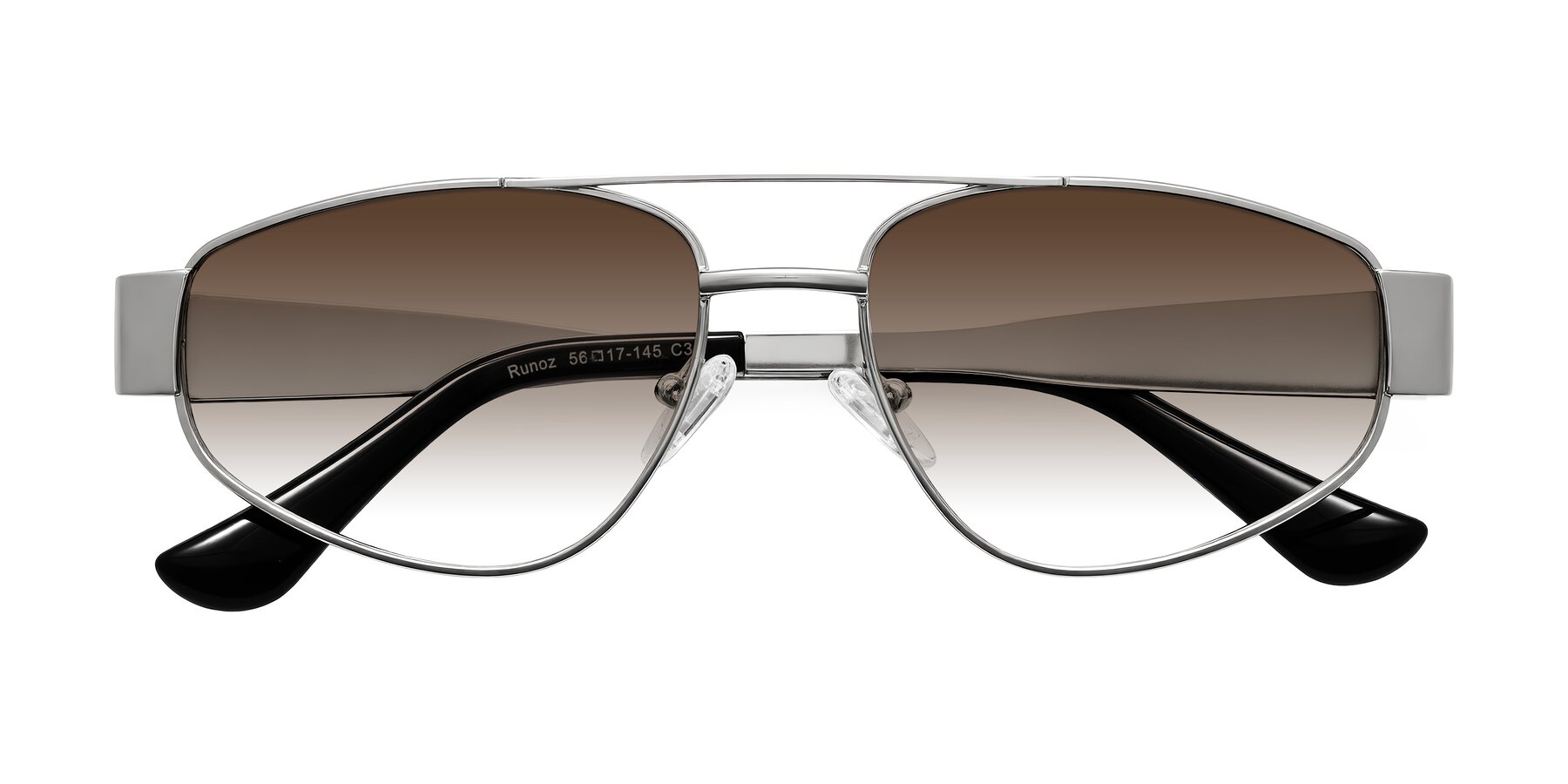 Folded Front of Runoz in Silver with Brown Gradient Lenses