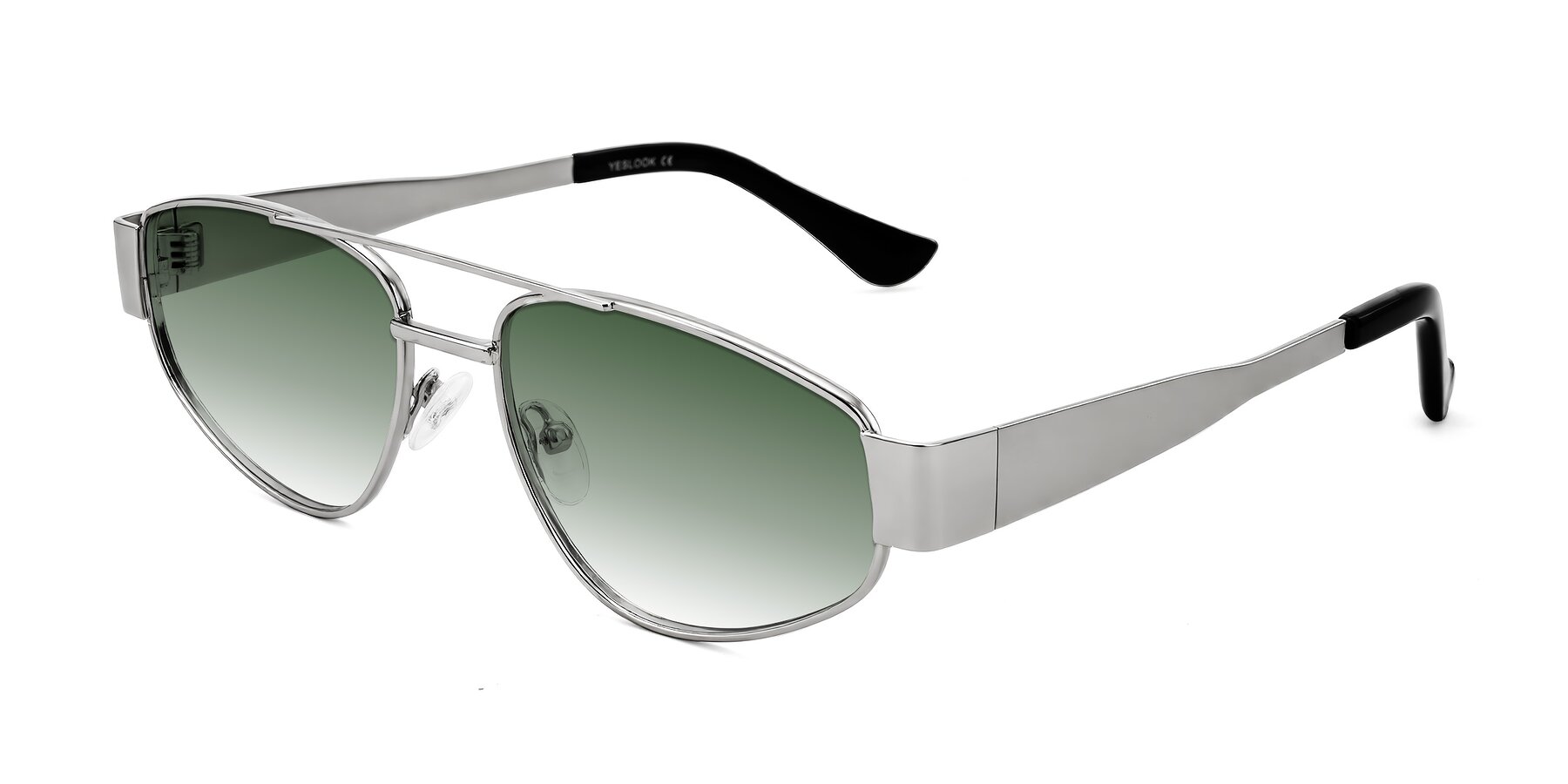 Angle of Runoz in Silver with Green Gradient Lenses