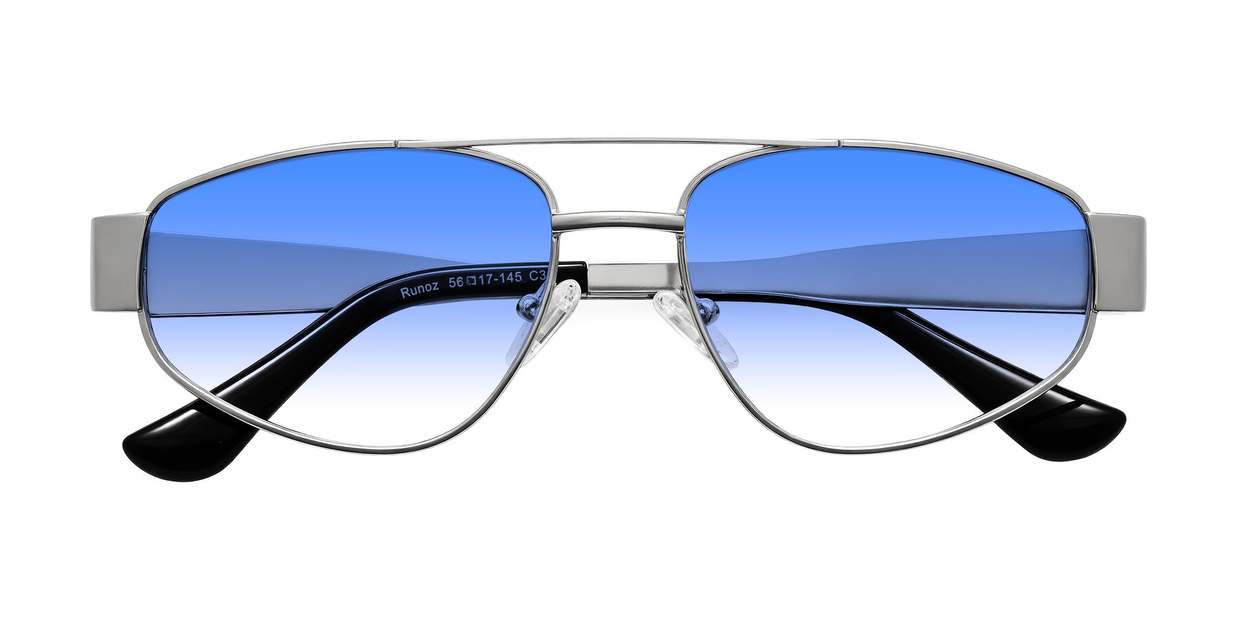 Folded Front of Runoz in Silver with Blue Gradient Lenses
