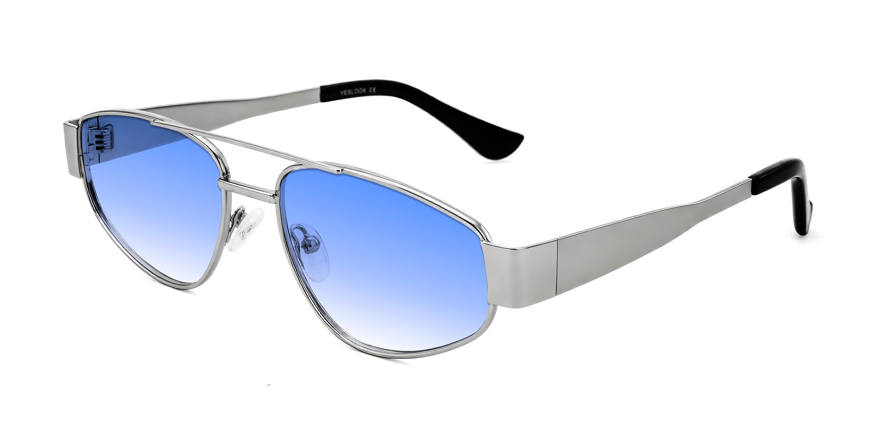 Angle of Runoz in Silver with Blue Gradient Lenses