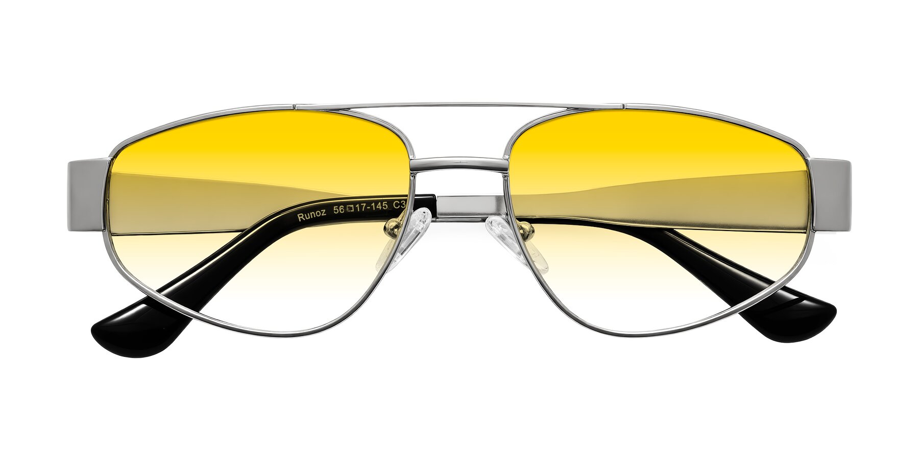 Folded Front of Runoz in Silver with Yellow Gradient Lenses