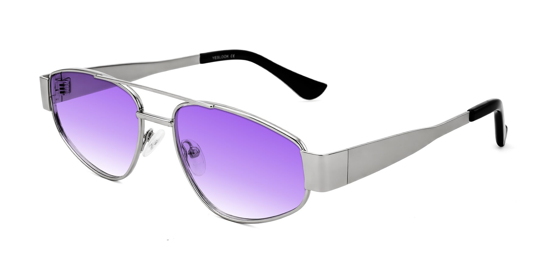 Angle of Runoz in Silver with Purple Gradient Lenses