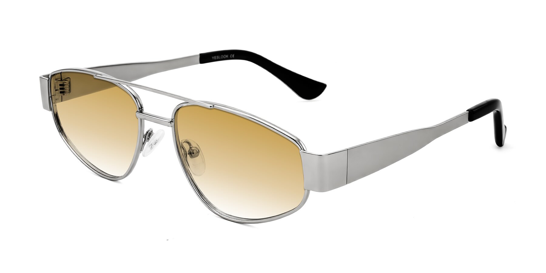 Angle of Runoz in Silver with Champagne Gradient Lenses