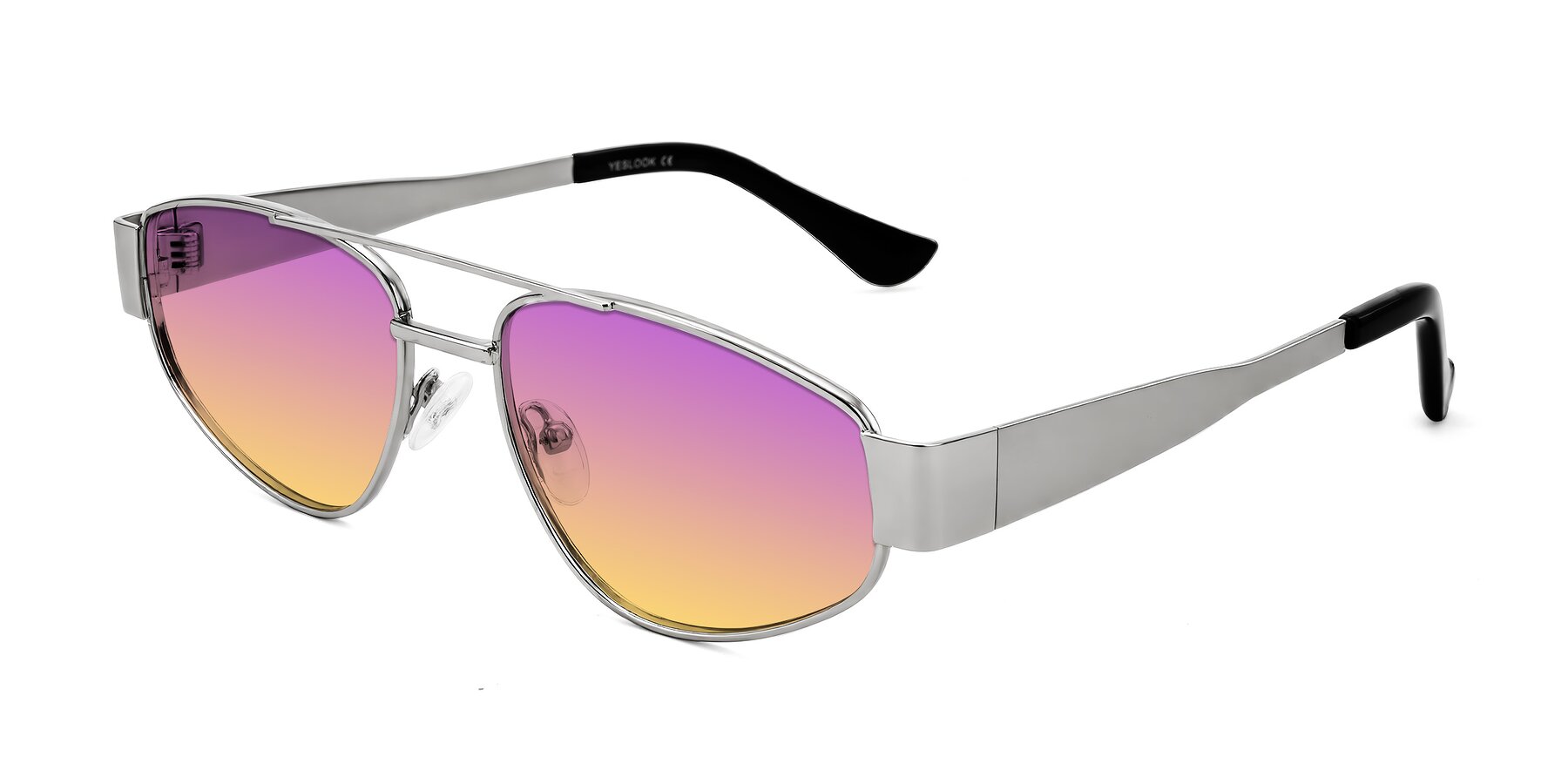 Angle of Runoz in Silver with Purple / Yellow Gradient Lenses