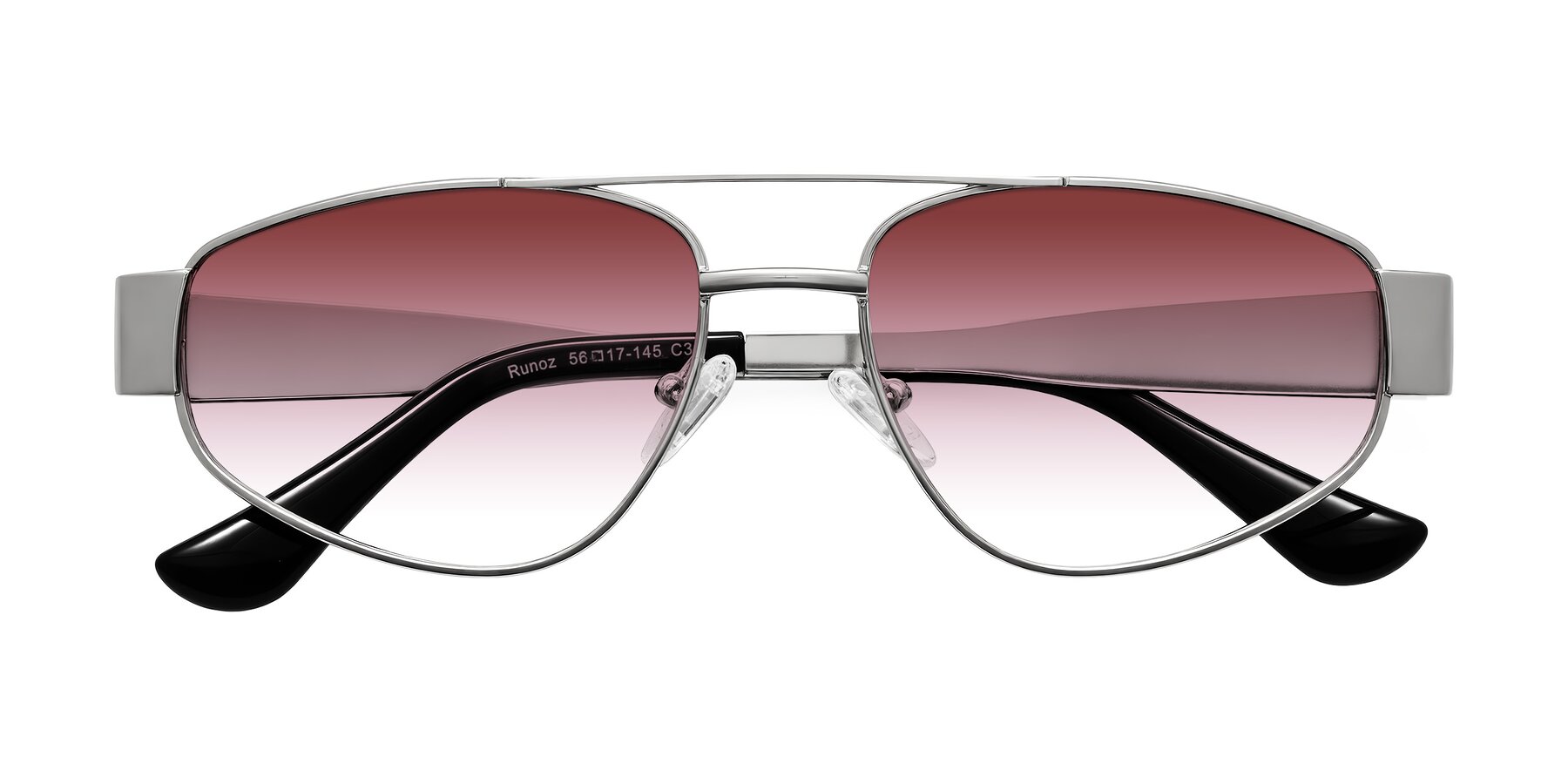Folded Front of Runoz in Silver with Garnet Gradient Lenses