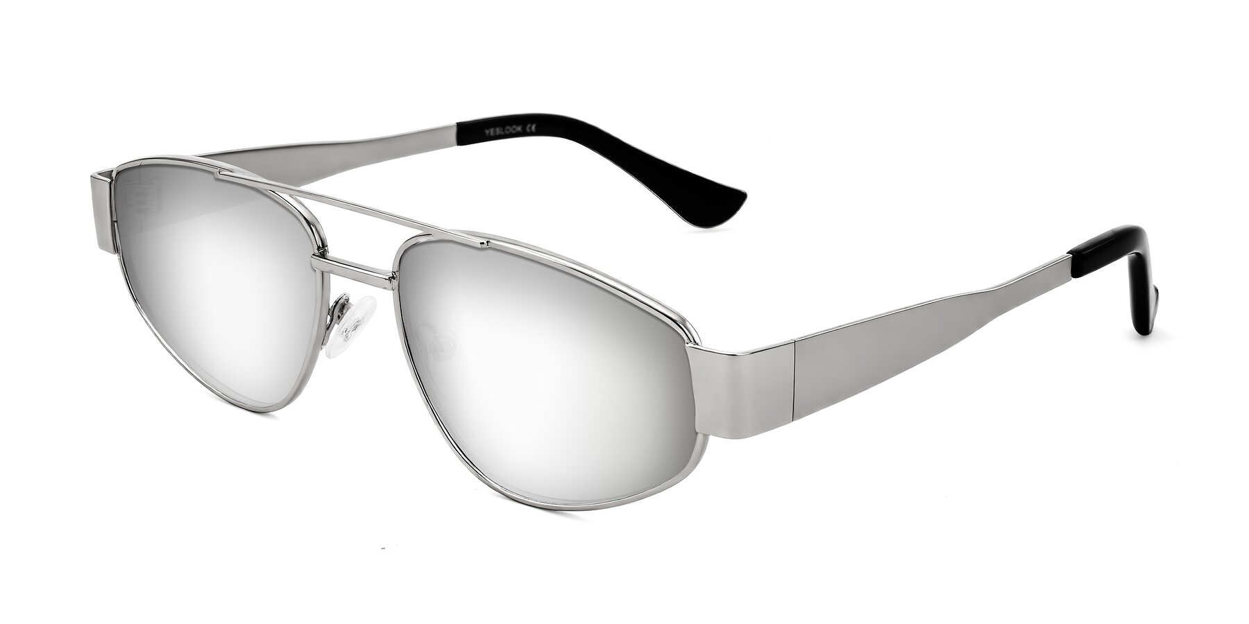 Angle of Runoz in Silver with Silver Mirrored Lenses