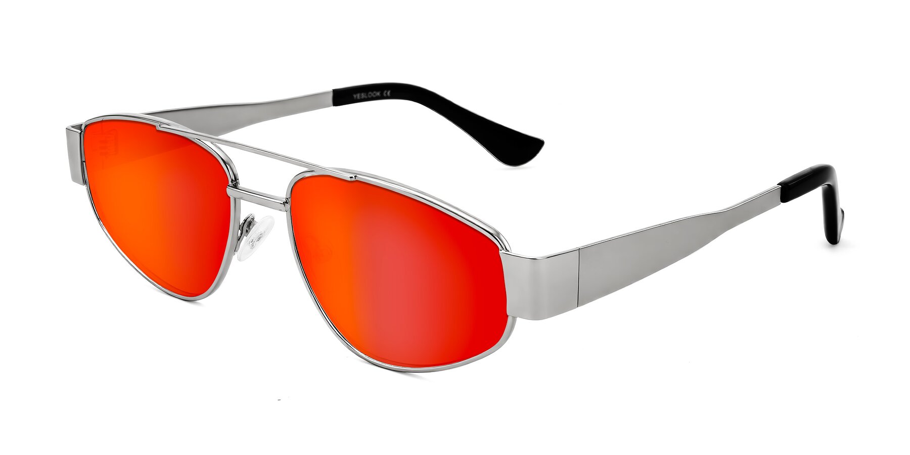 Angle of Runoz in Silver with Red Gold Mirrored Lenses