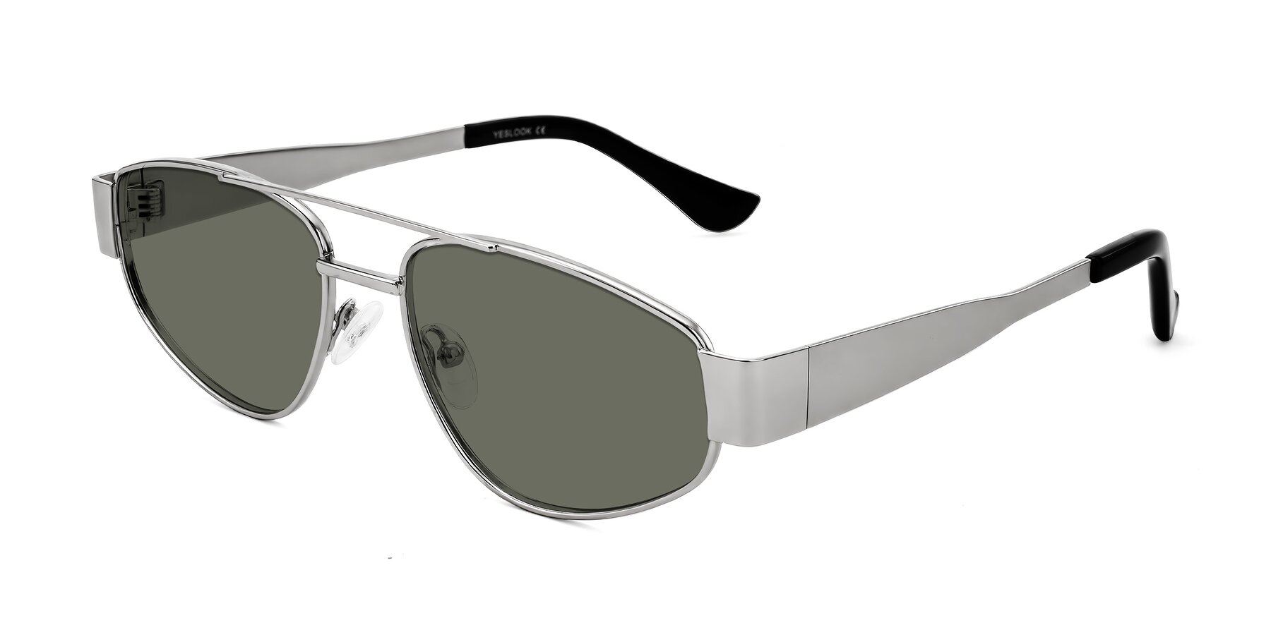 Angle of Runoz in Silver with Gray Polarized Lenses